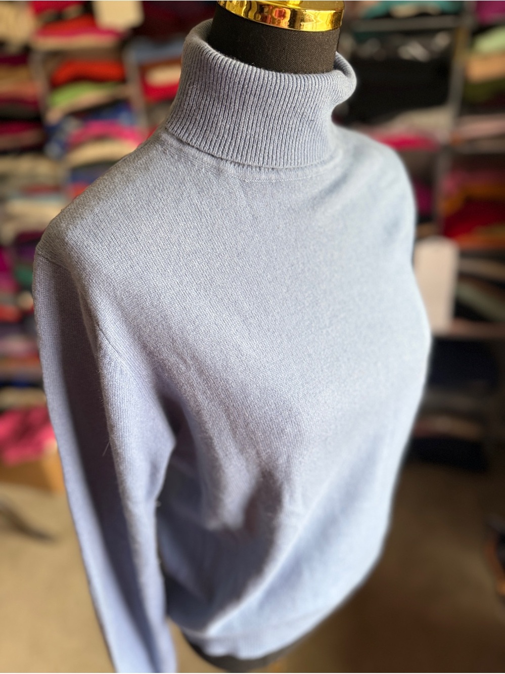 Classic Turtleneck Cashmere Sweater in Light Blue